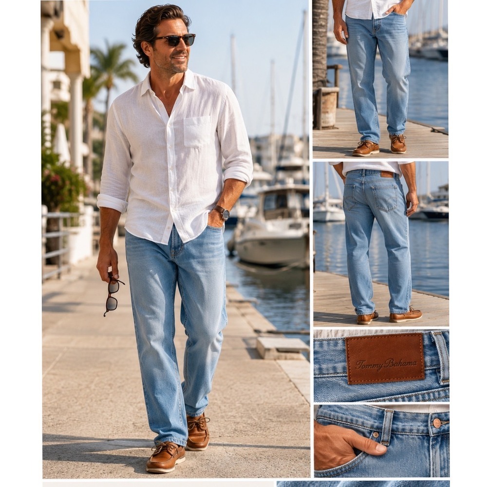 Tommy Bahama Light Blue Men's Jeans - Classic Straight Fit